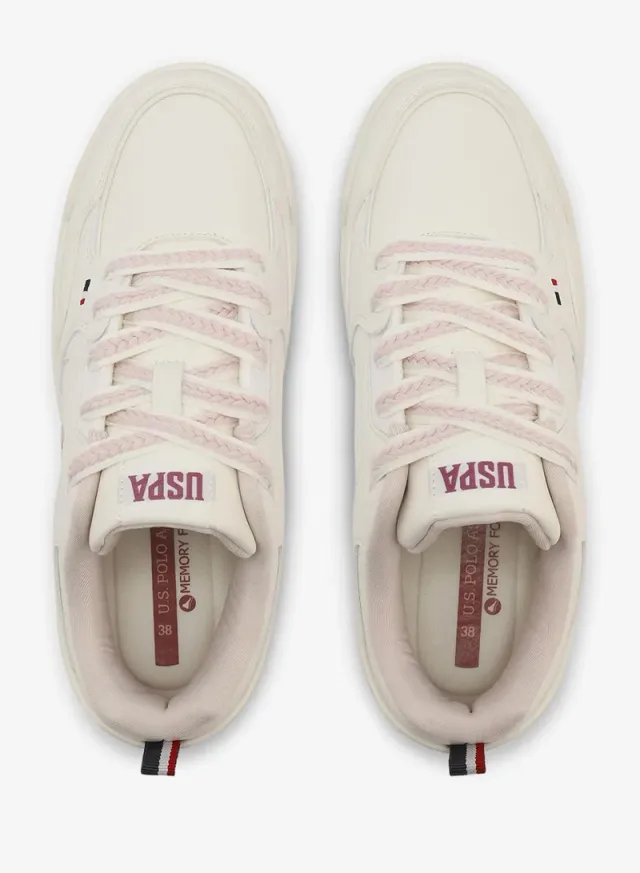 Women's White Low-Top Lace-Up Sneakers with Cushioned Insole – image 5
