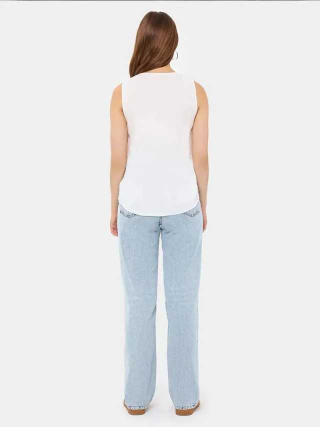 Sheer V-Neck Sleeveless Shirt – image 4