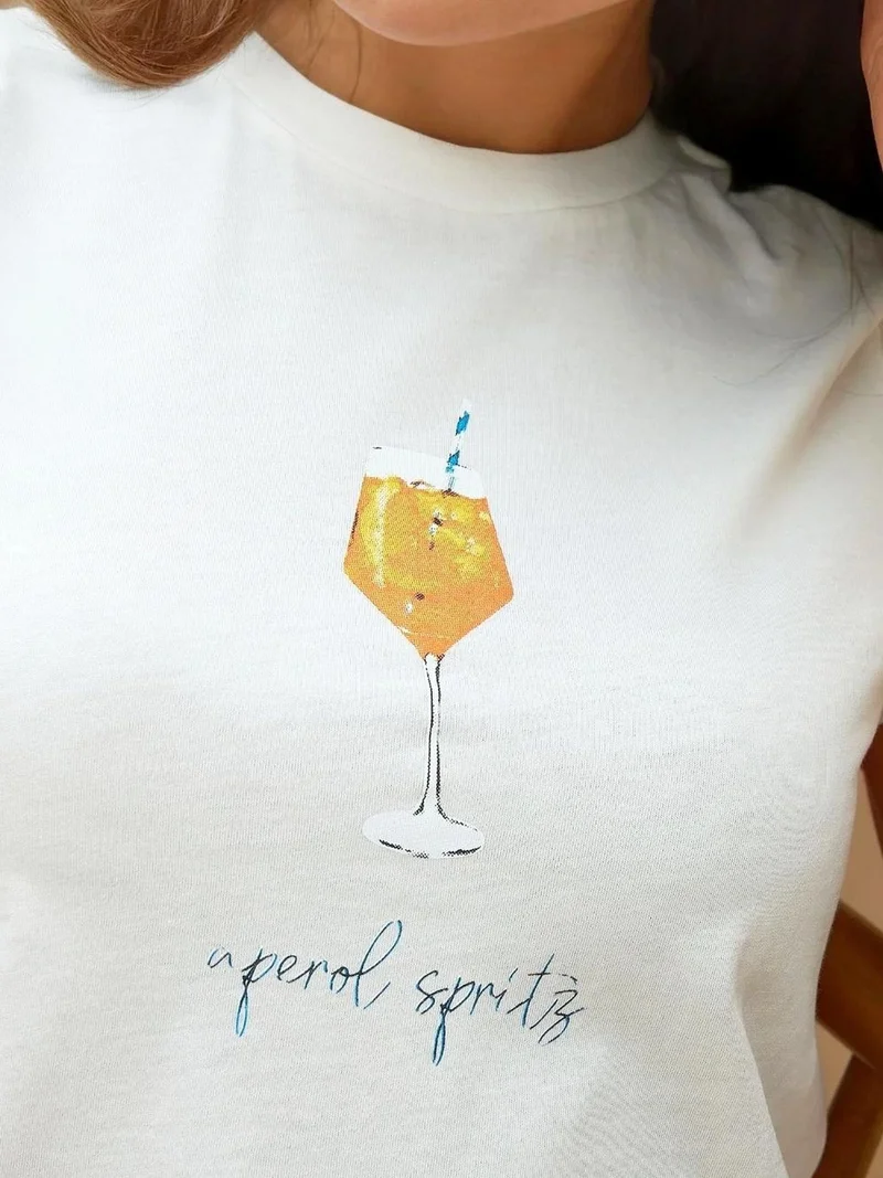 Printed Regular Fit Crewneck Crop T-shirt