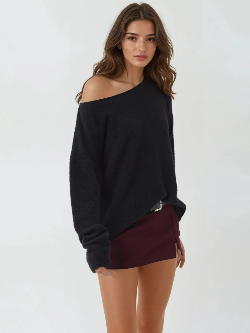 Soft Textured Boat Neck Sweater