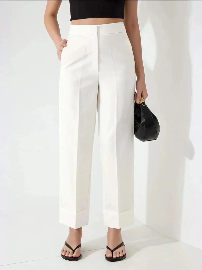 Tailored Double Hem Carrot Pants