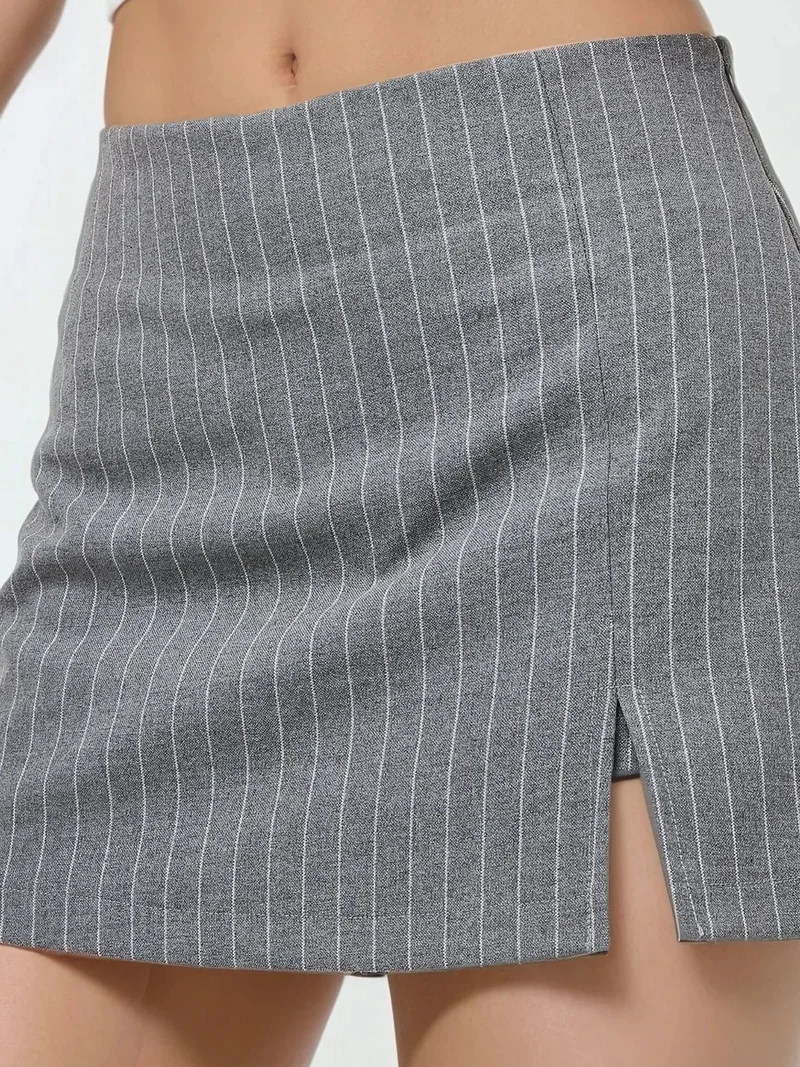Striped Mini Skorts Slit