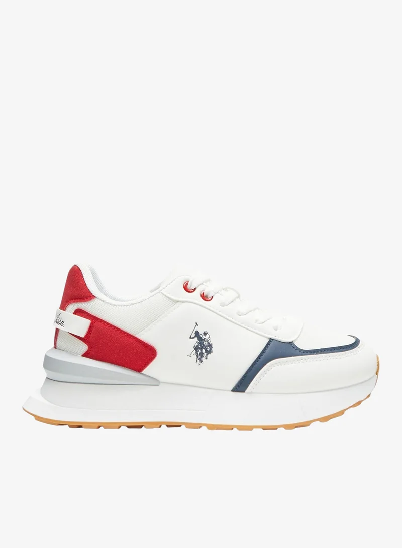 سنيكرز نسائي أسود بأربطة ونعل أبيض مريح