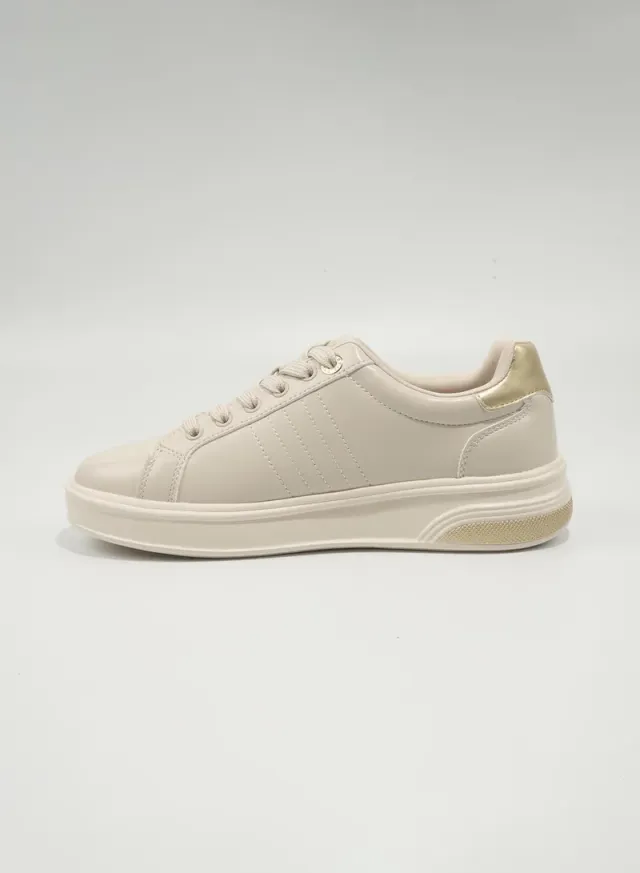 Beige Low-Top Lace-Up Casual Sneakers for Women – image 5
