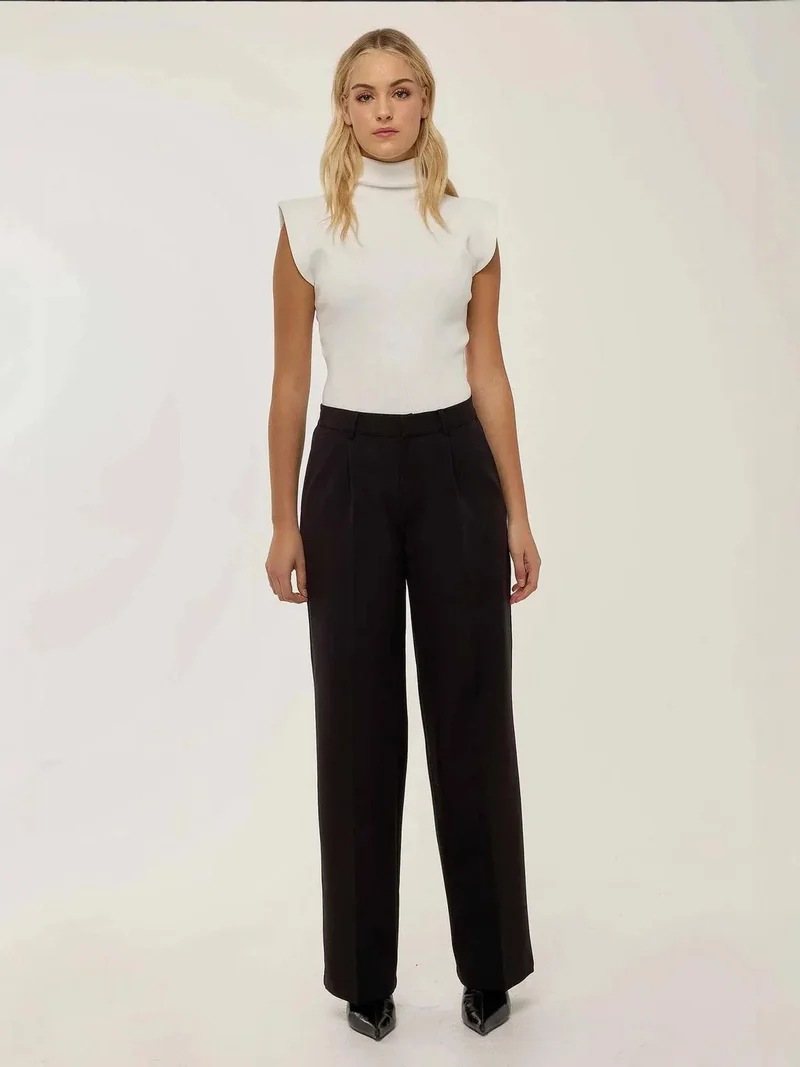 Pleated Straight Leg Pants