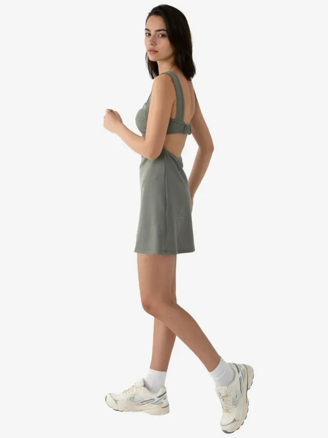 Ruched Square-Neck Mini Dress – image 6