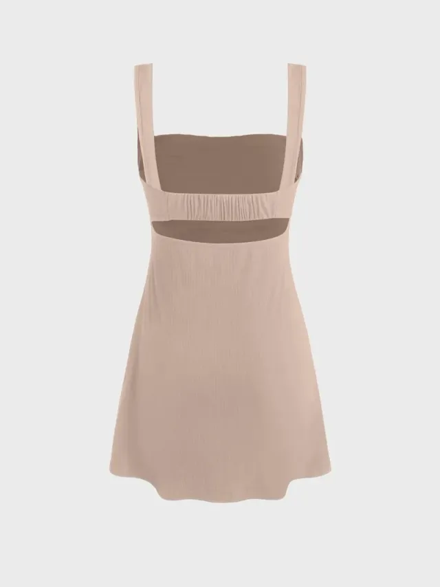 Ruched Square-Neck Mini Dress – image 2