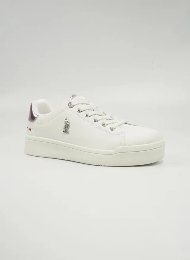 White Low-Top Lace-Up Casual Sneakers for Women – image 2