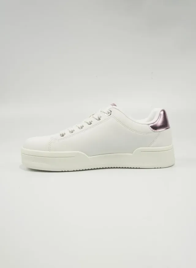 White Low-Top Lace-Up Casual Sneakers for Women – image 5