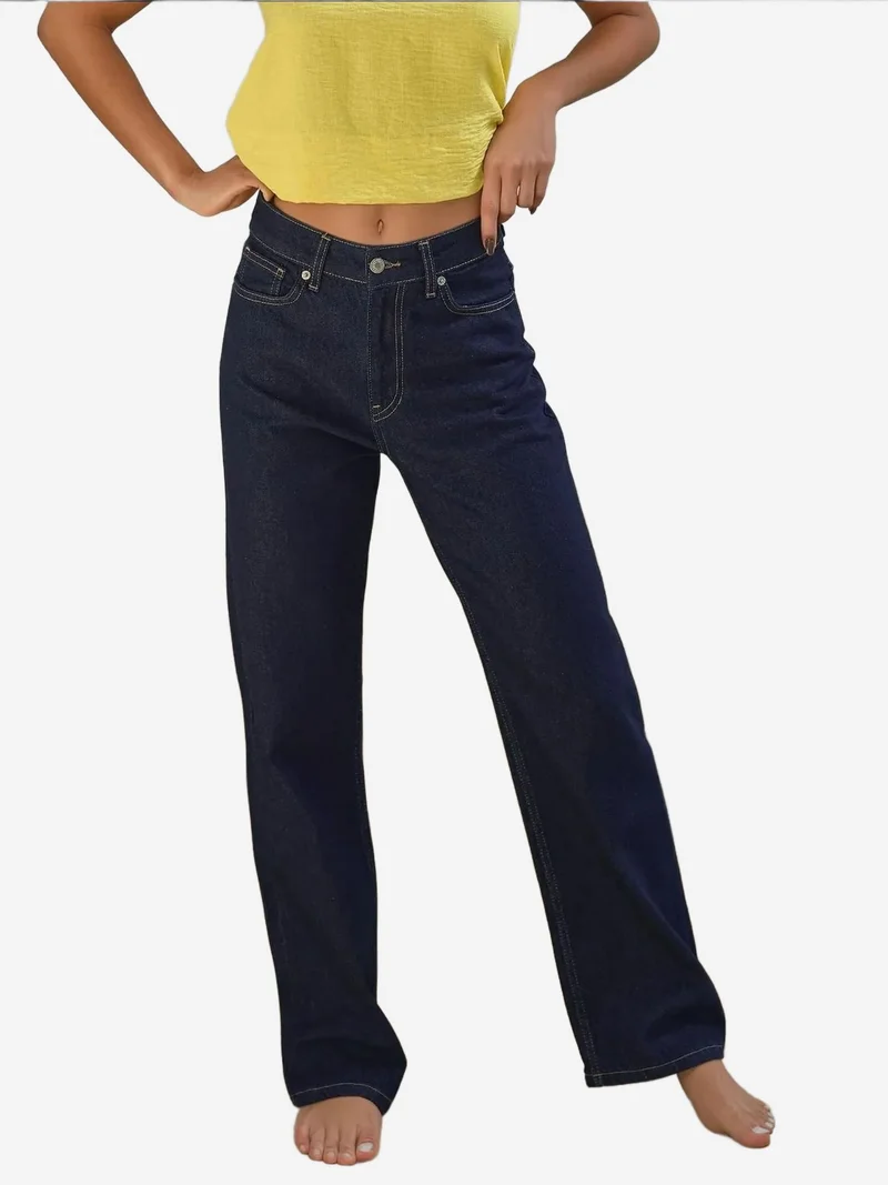 Straight Leg Denim Jeans