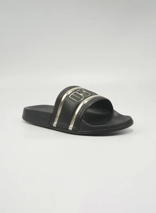 U.S. Polo Assn. Women's Slip-On Slide Sandals Powder