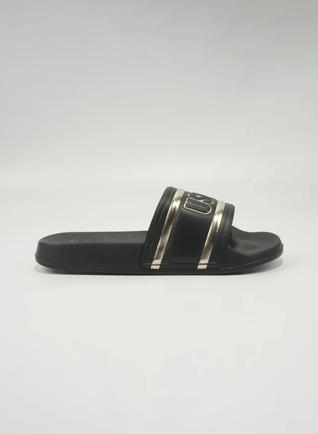 Women's Powder PU Slide Sandals - Flat Heel, Slip-On, Open Back – image 2