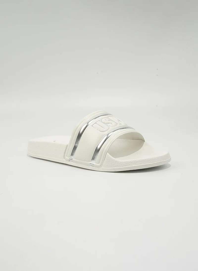 U.S. Polo Assn. Women's Slip-On Slide Sandals Powder