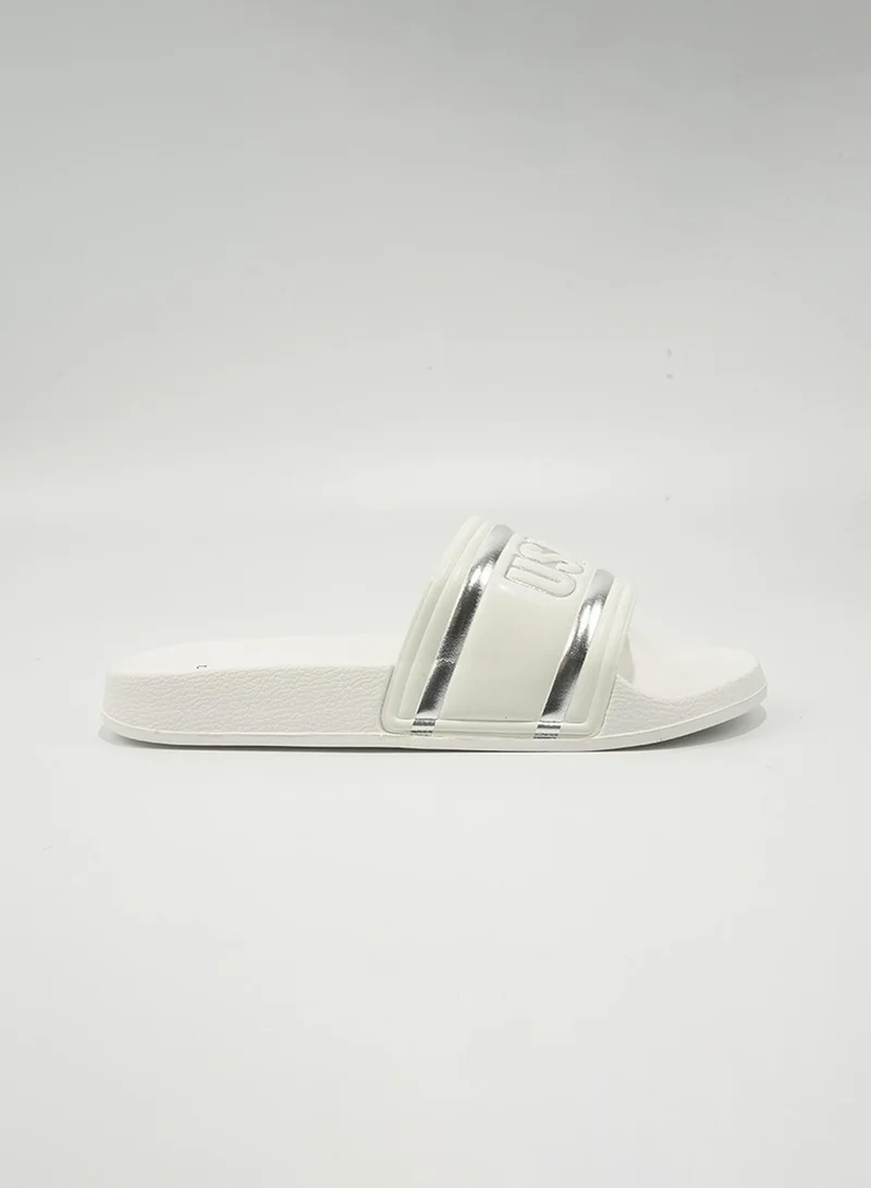 صندل U.S. Polo Assn. نسائي سهل الارتداء بتصميم سلايد بلون باودر