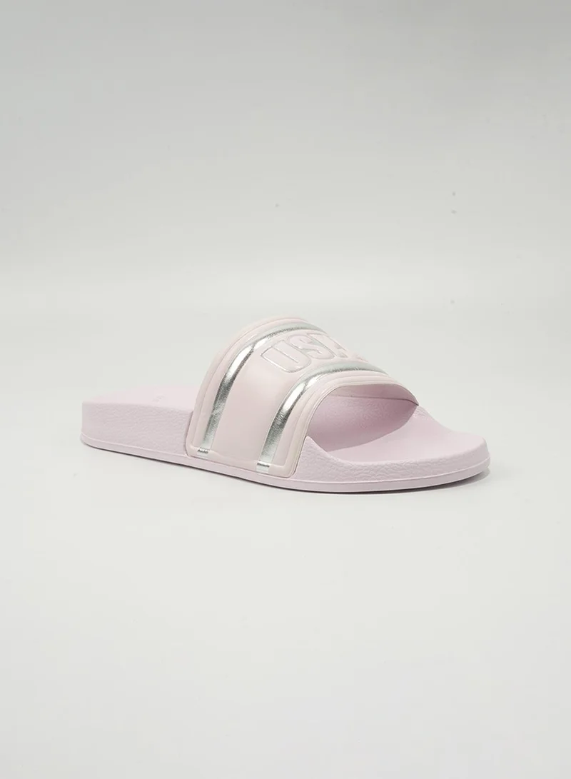 U.S. Polo Assn. Women's Slip-On Slide Sandals Powder