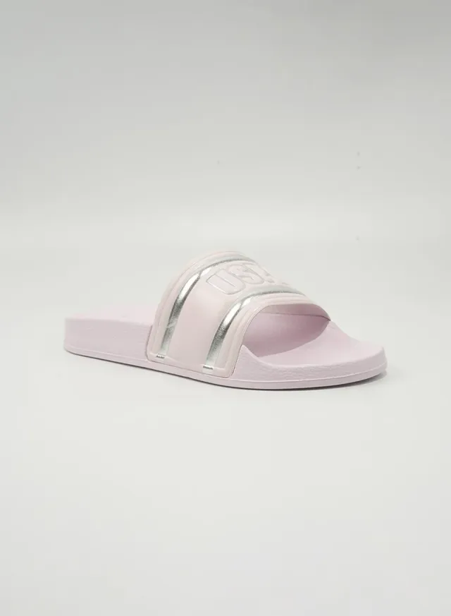صندل U.S. Polo Assn. نسائي سهل الارتداء بتصميم سلايد بلون باودر