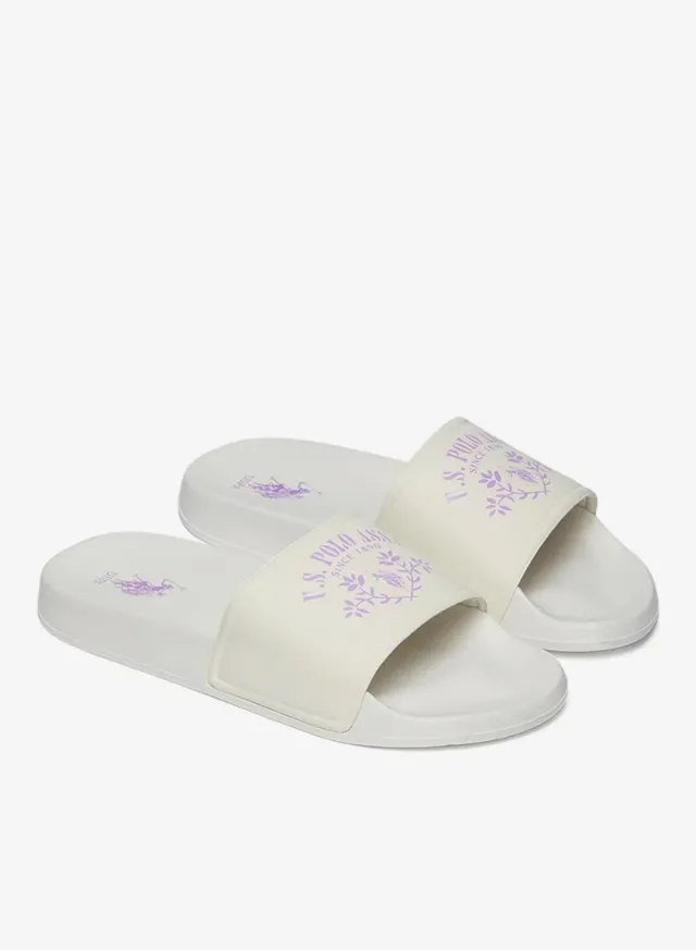 سلايدز نسائي أبيض بتوقيع العلامة التجارية - أناقة مريحة واسترخاء تام! – صورة 5