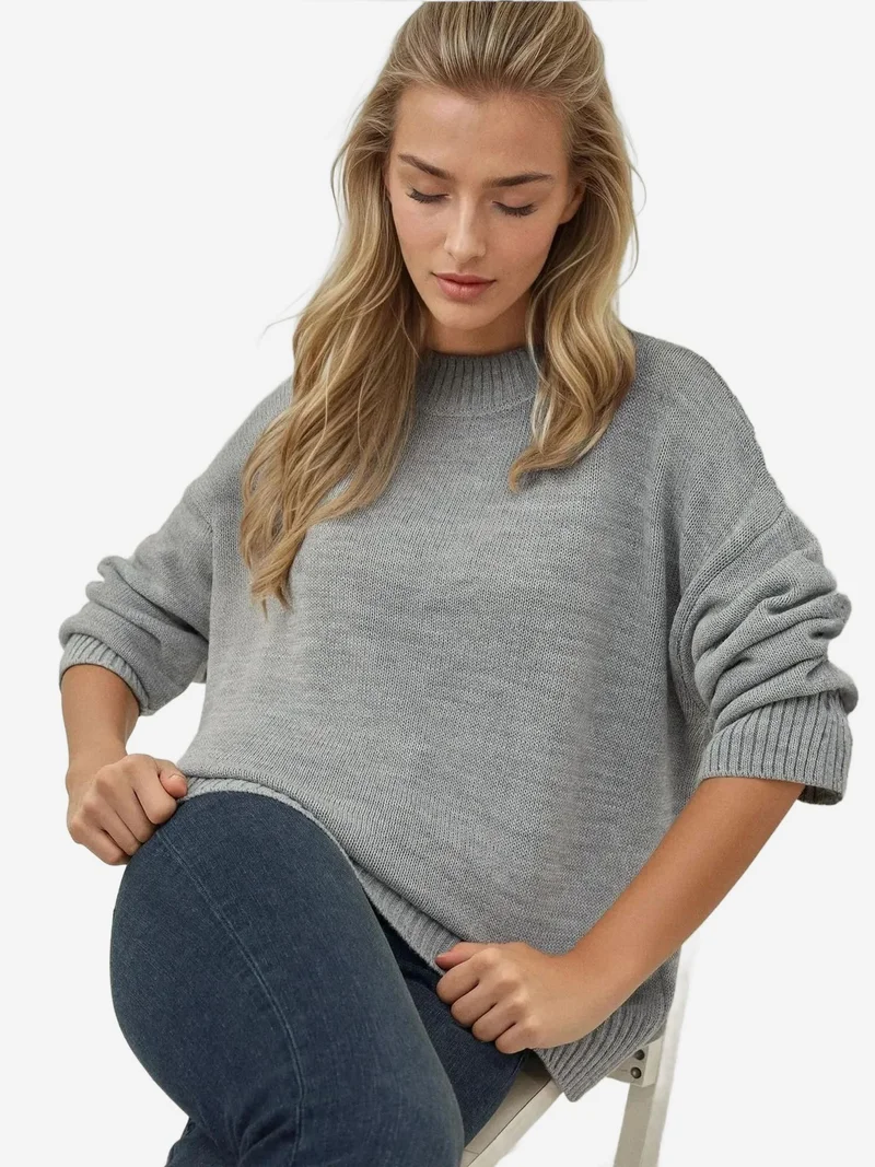 Knit Crew Neck Long Sweater