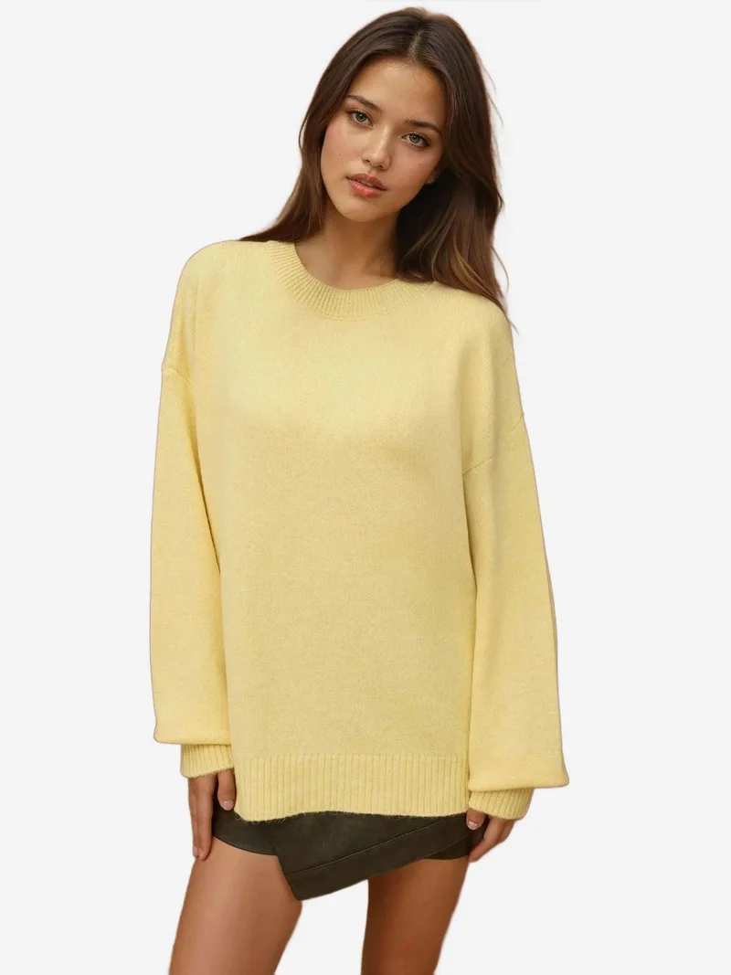 Knit Crew Neck Long Sweater