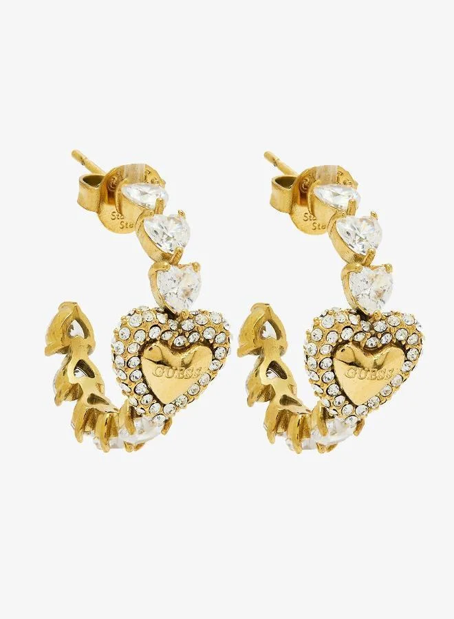 Pave Heart Hoop Earrings