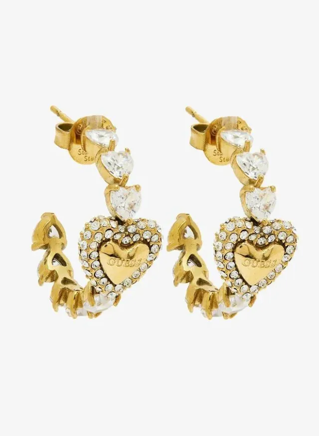 Pave Heart Hoop Earrings