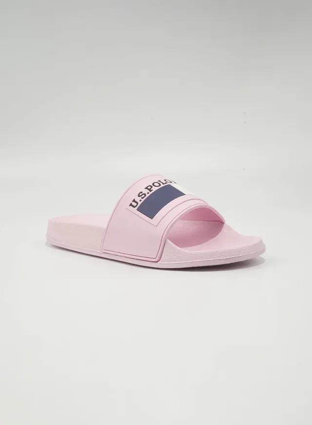 صندل سلايد سهل الارتداء نسائي U.S. Polo Assn. Nico بلون بودرة