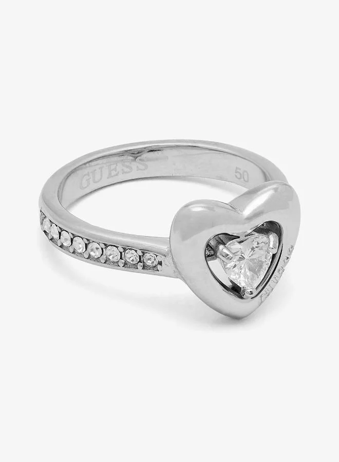 Crystal Heart Solitaire Ring