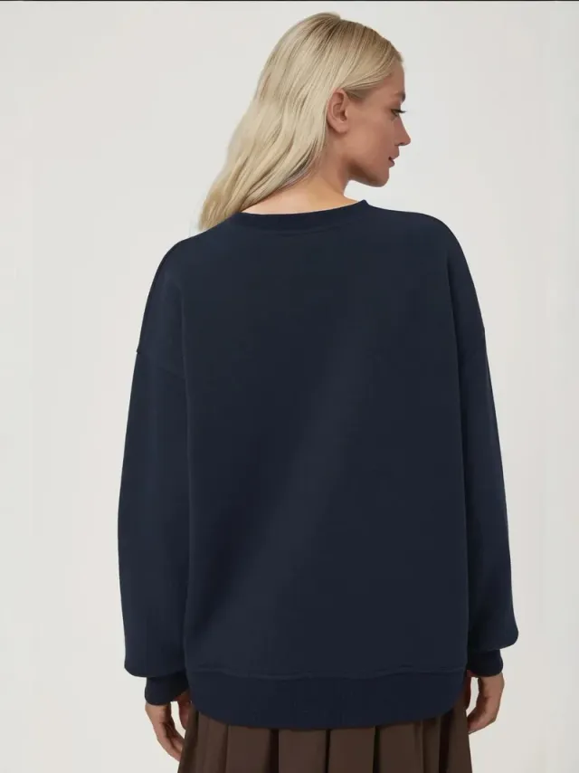 Embroidered Animal Pattern Raised Crewneck Sweatshirt – image 4