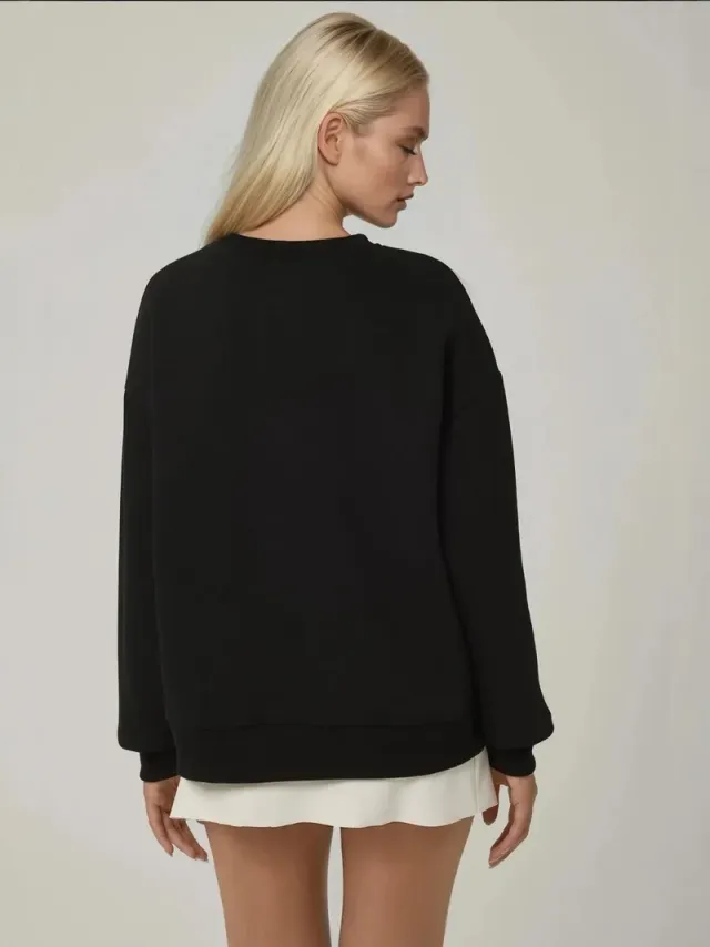 Embroidered Animal Pattern Raised Crewneck Sweatshirt – image 5