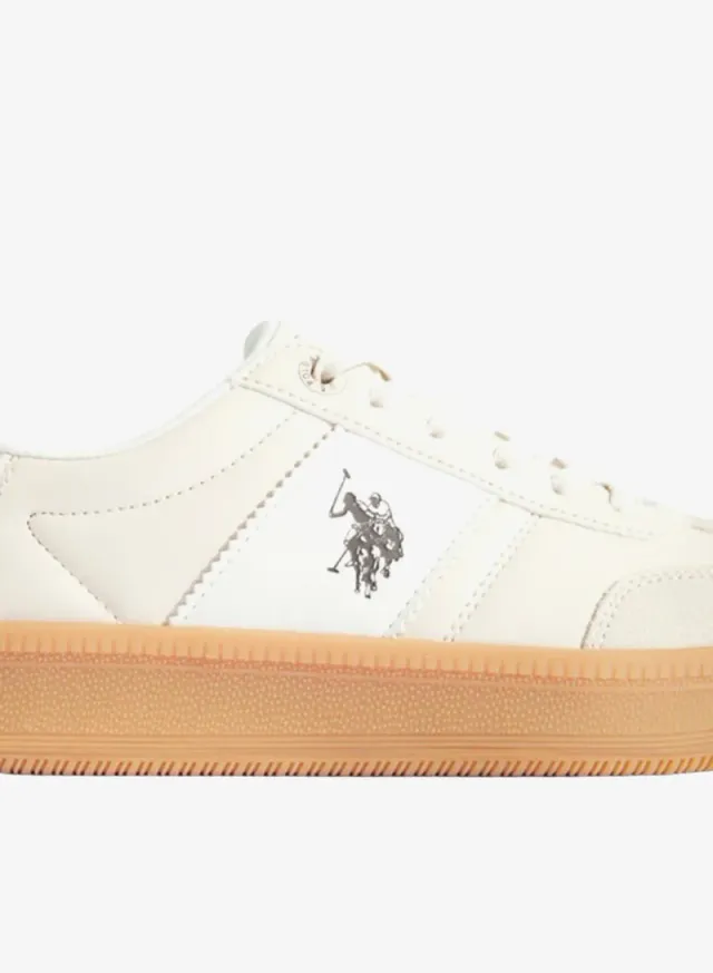 حذاء سنيكرز بلاتفورم نسائي U.S. Polo Assn. Samira، بيج وأبيض – صورة 4
