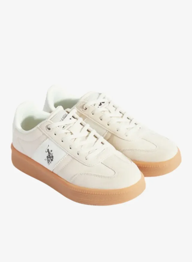 حذاء سنيكرز بلاتفورم نسائي U.S. Polo Assn. Samira، بيج وأبيض – صورة 5