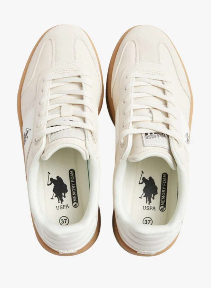 حذاء سنيكرز بلاتفورم نسائي U.S. Polo Assn. Samira، بيج وأبيض