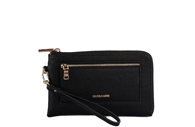 U.S. Polo Assn. Women's Leather Long Slim Wallet Card Holder Magnetic Zip Closure
