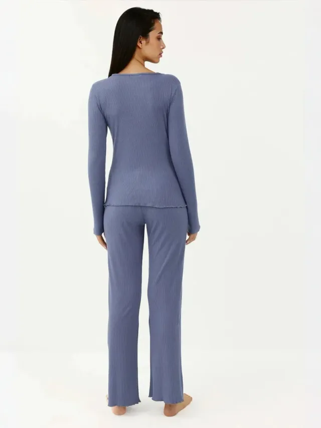 V-neck Wide Leg Pajama Set – image 4