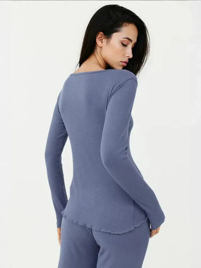 V-neck Wide Leg Pajama Set – image 5