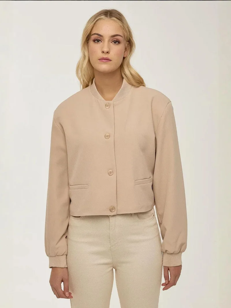 College Collar Two-Pocket Cropped Jacket
