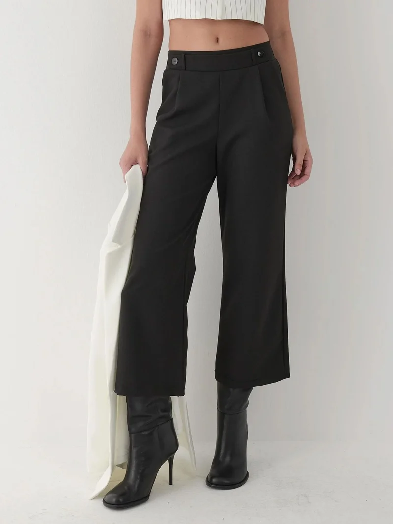 High Waist Button Detail Pants