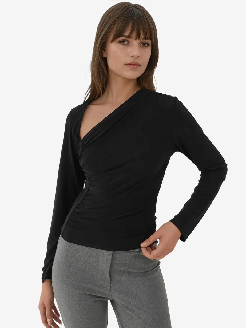 Soft Touch Asymmetrical Long Sleeve Knit Top