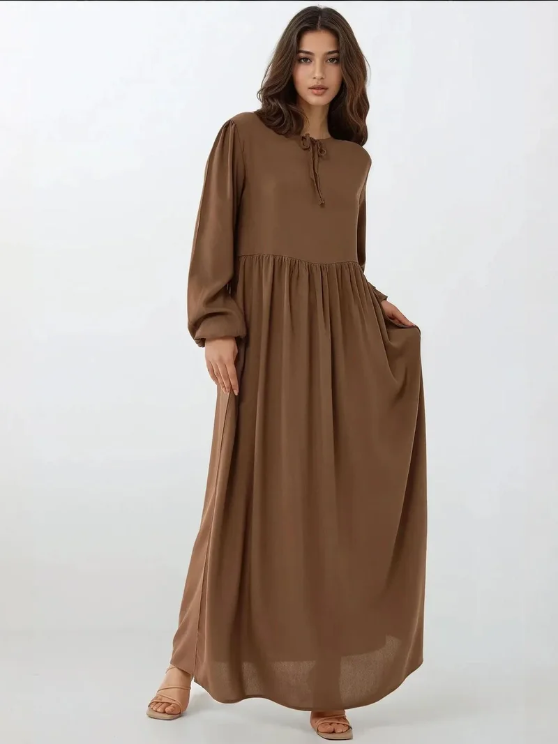 A-Line Crew Neck Maxi Dress