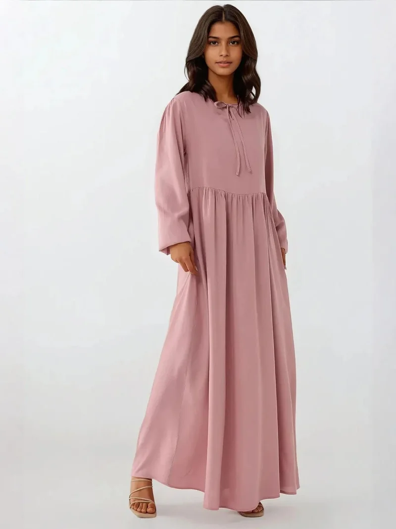 A-Line Crew Neck Maxi Dress