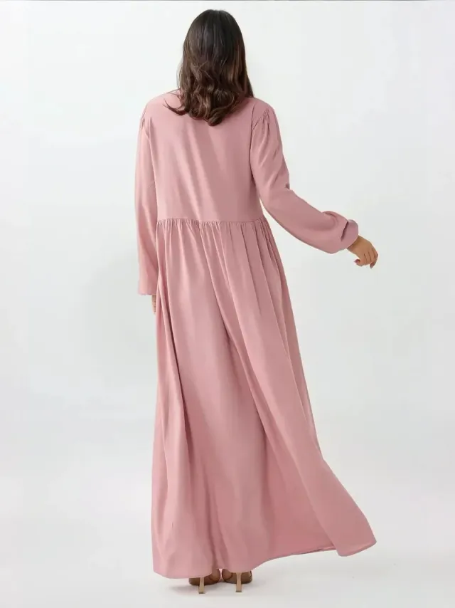 Maxi Tiered Dress with Crew Neck and Long Sleeves – image 4