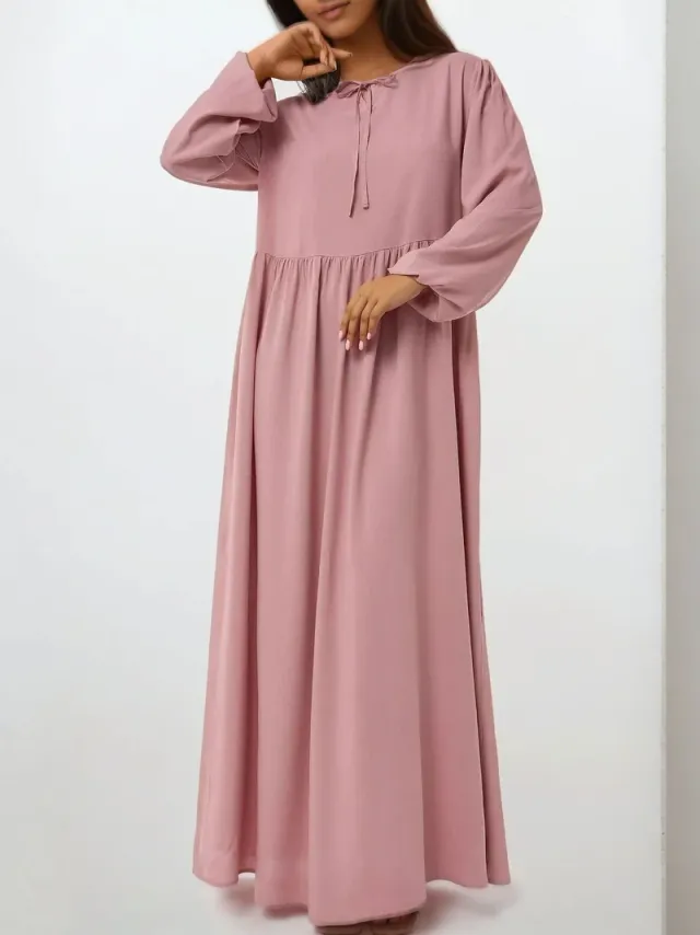 Maxi Tiered Dress with Crew Neck and Long Sleeves – image 5