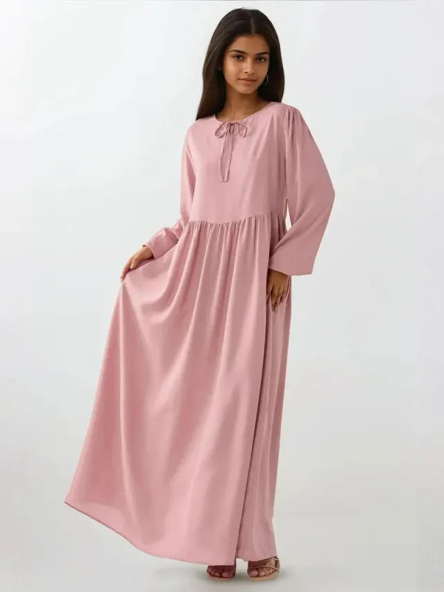 Maxi Tiered Dress with Crew Neck and Long Sleeves – image 6