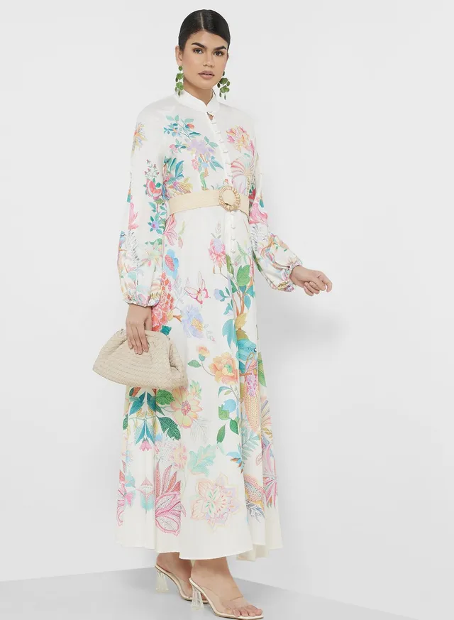 Maxi Tiered Dress with Crew Neck and Long Sleeves – image 8
