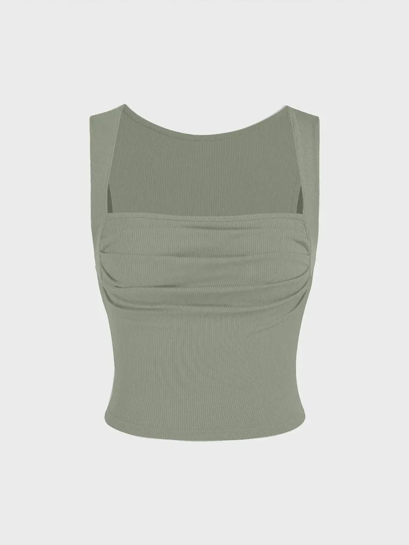 Ruched Square-Neck Blouse