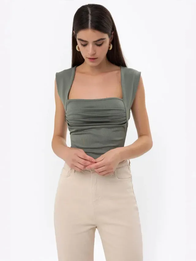 Ruched Square-Neck Blouse – image 6