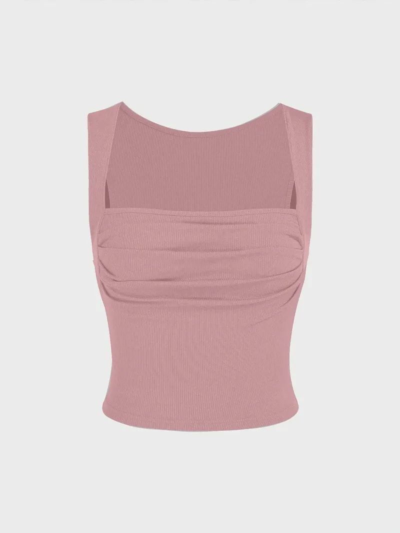 Ruched Square-Neck Blouse