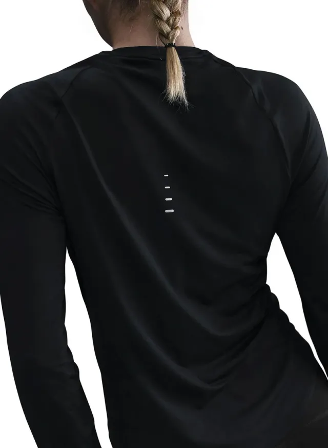 Women's Black Long-Sleeve Running Crewneck Top with UV Protection – image 4