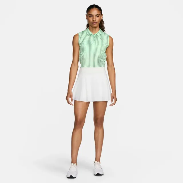 Women's Green Striped Sleeveless Golf Polo Shirt – image 6