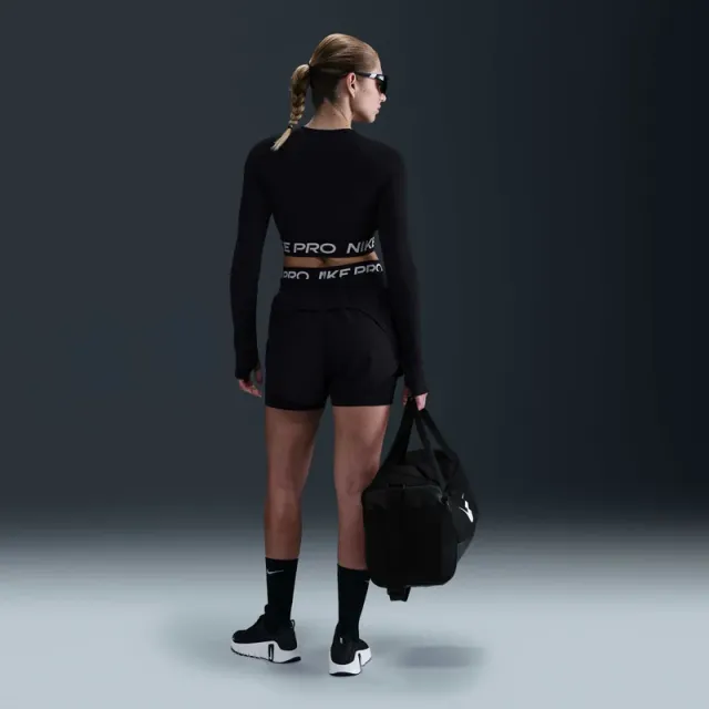Nike Pro Women's Black Training Shorts - Mid Rise, Logo Design – image 4